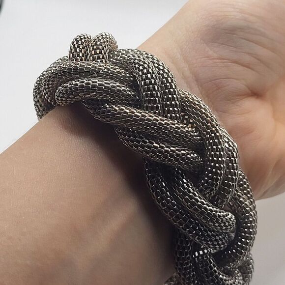 Chunky Silver Metal Mesh Bracelet 8in - Picture 4 of 5